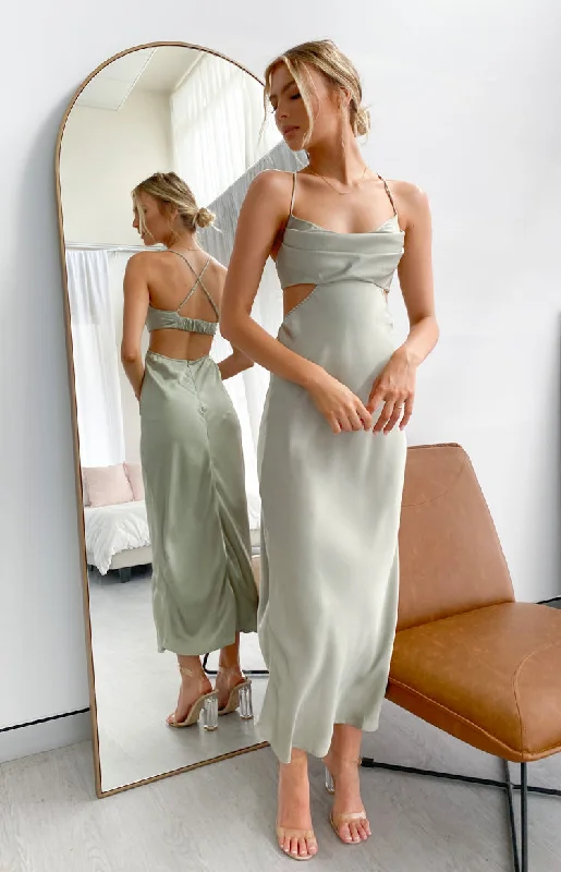 Overstock Sale Taleah Cut Out Maxi Dress Sage