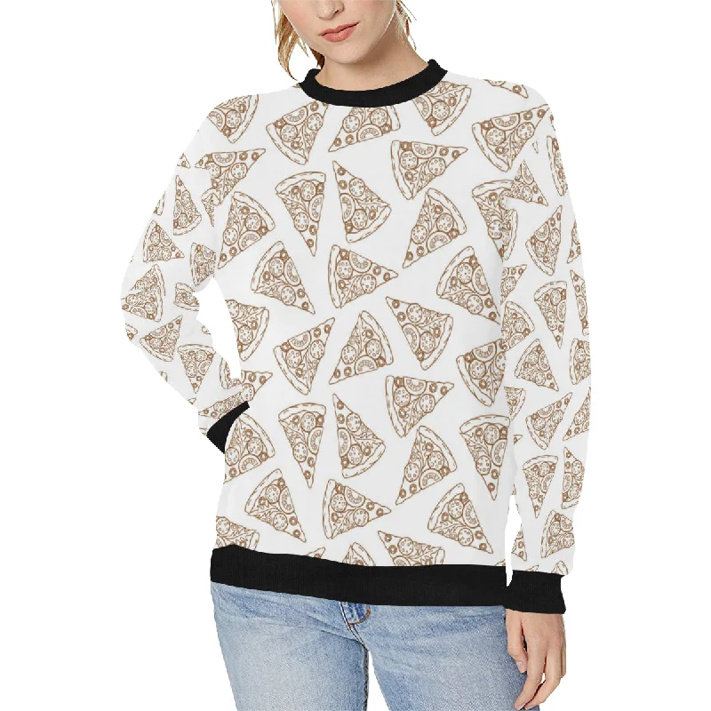 Hand drawn pizza pattern Women's Crew Neck Sweatshirt