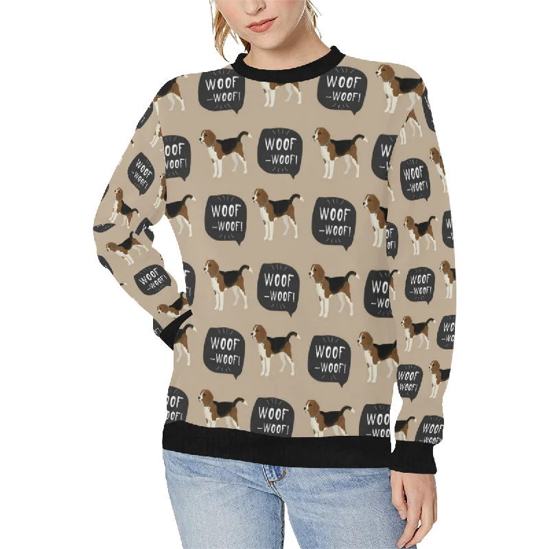 Shop and Save Beagle pattern Women's Crew Neck Sweatshirt