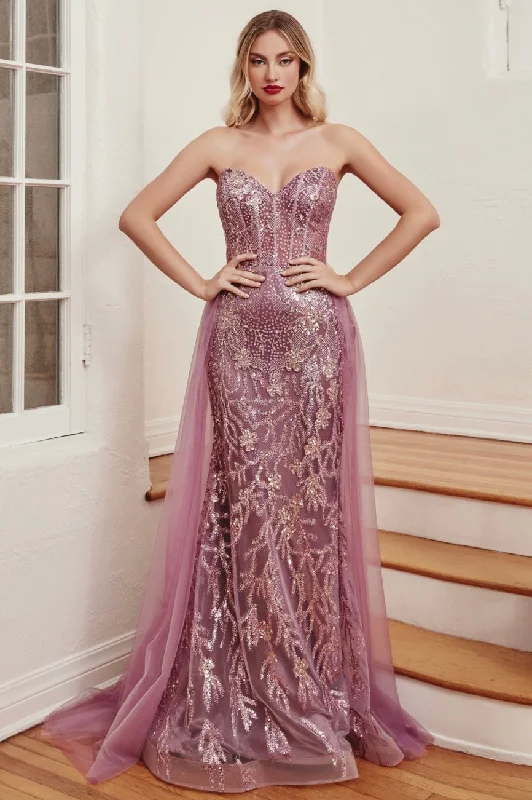 Big Savings STRAPLESS EMBELLISHED TULLE OVERSKIRT GOWN