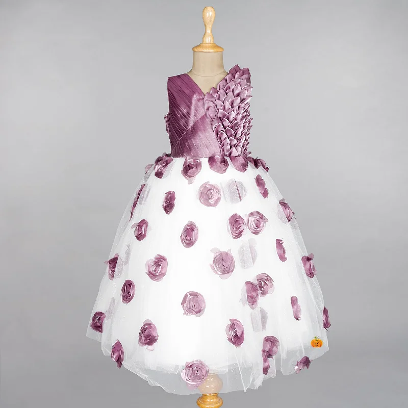 Act Now Purple Floral Girls Gown