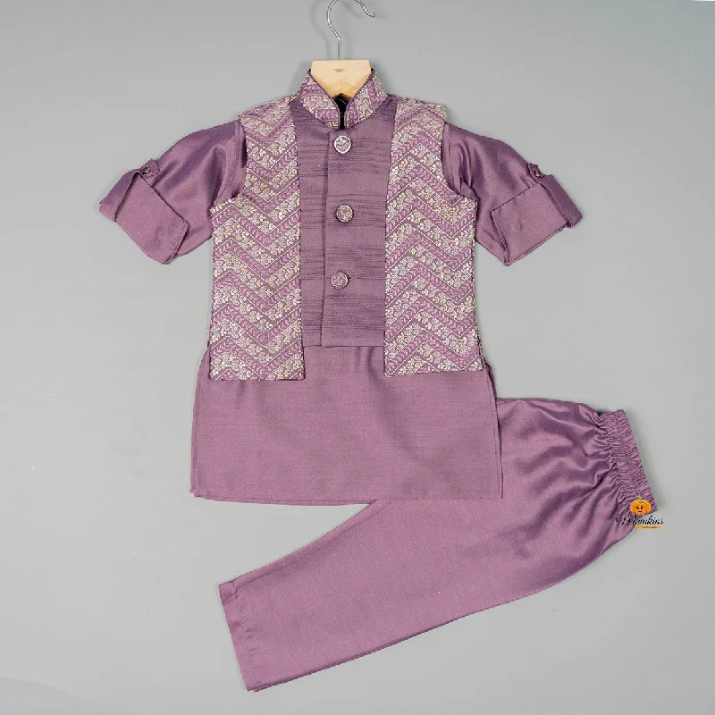 Mega Sale Purple & Sea Green Boys Kurta Pajama