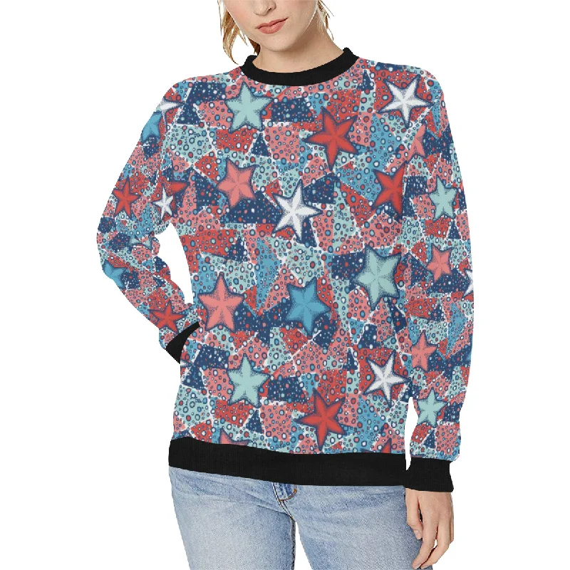 Hand drawn colorful starfish Women's Crew Neck Sweatshirt