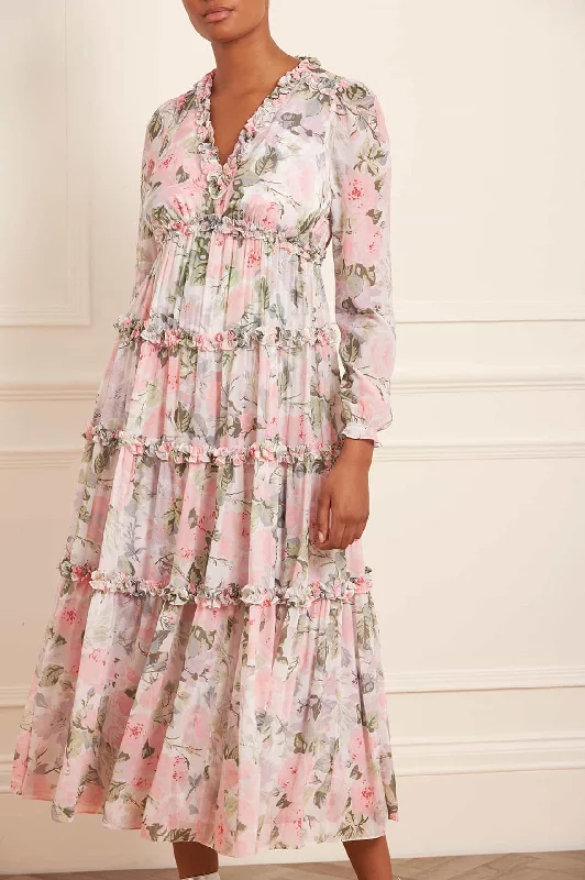 Exclusive Savings Rose Powder Chiffon Ankle Gown