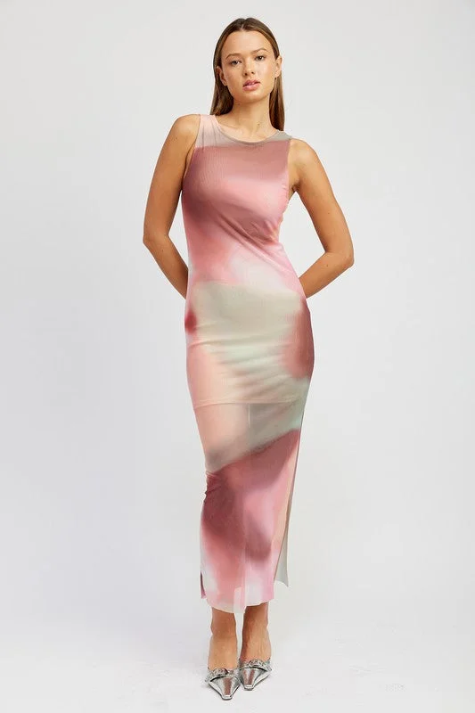 Clearance Items TIE DYE PRINT TANK MAXI DRESS