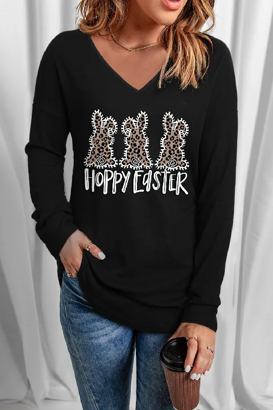 Reduced Prices HOPPY EASTER Graphic V-Neck Top