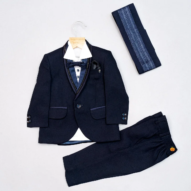 Inventory Reduction Navy Blue Cummerbund Tuxedo Suit for Boys