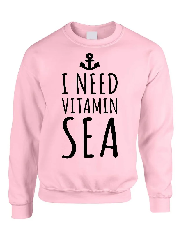 Deep Discounts Adult Sweatshirt I Need Vitamin Sea Beach Lover Summer Vacay Top