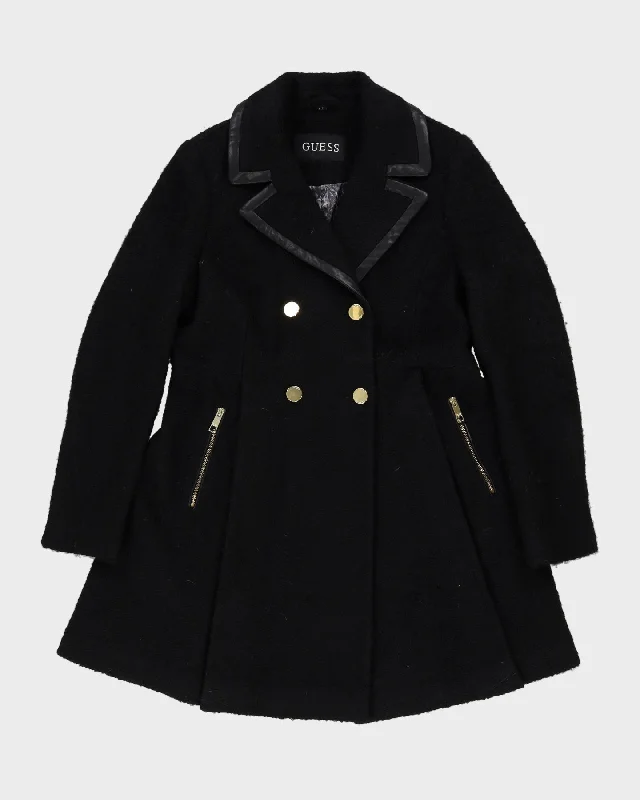 Guess Black Wool Overcoat - M