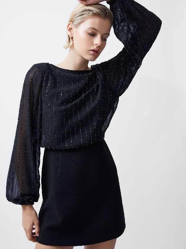 Price Meltdown Effy Sequin Slash Neck Long Sleeve Dress