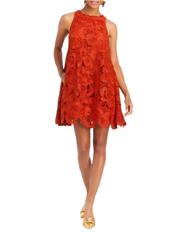 Stock Clearance Luli Mini Dress in Red Lace