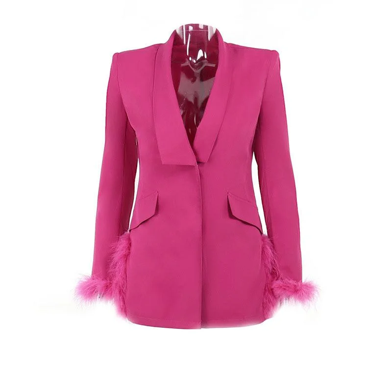 Steals and Deals BerryBetty - Feather turnover collar long sleeve v neck solid button mini dress
