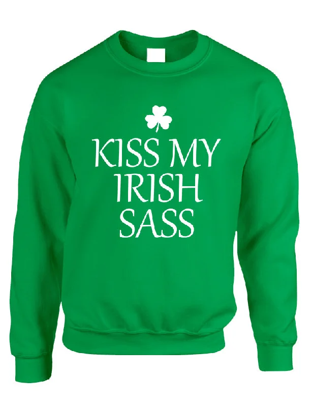 New Deals Adult Sweatshirt Kiss My Irish Sass St Patrick's Day Top