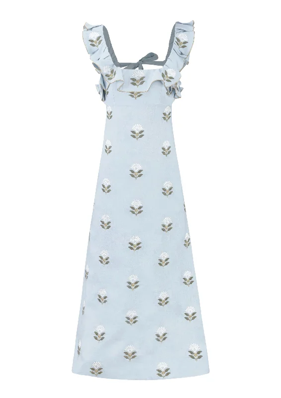 Best Deals OTM Exclusive: Malika Dress in White & Baby Blue