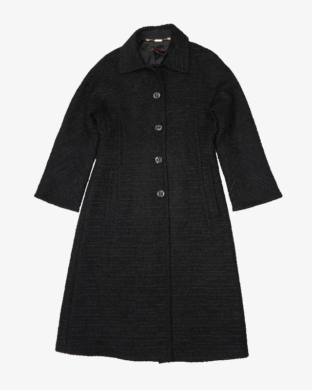 Escada Woven Black Wool Overcoat - S