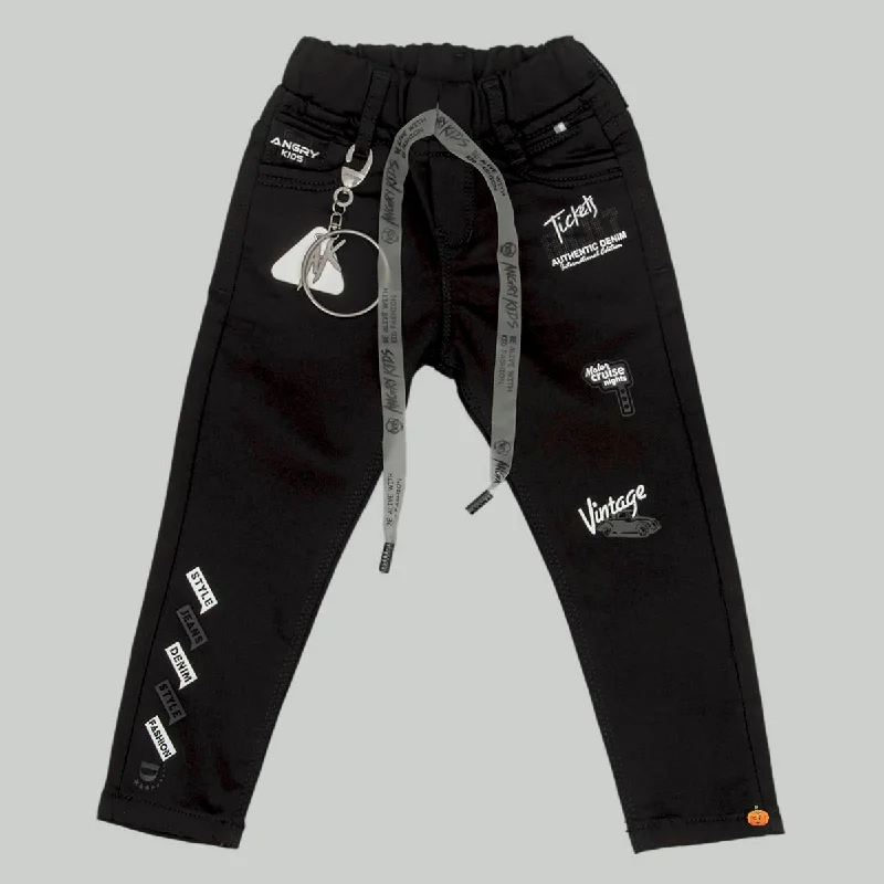 Huge Discounts Black Drawstring Boys Jeans