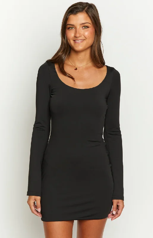 Exclusive Savings Tory Black Long Sleeve Mini Dress
