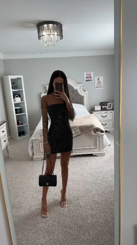 Stock Up and Save MESH MINI RHINESTONE DRESS
