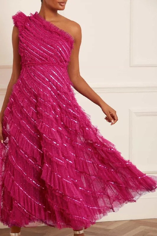Unbeatable Prices Spiral Sequin One-Shoulder Ankle Gown