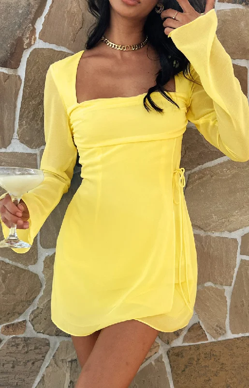 Value Deals Lucy Yellow Long Sleeve Mini Dress