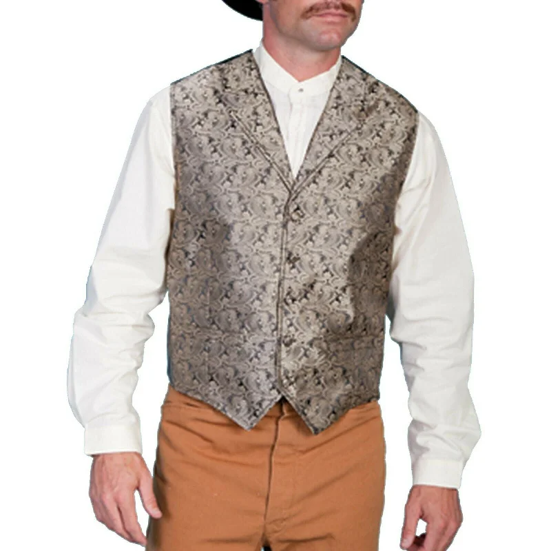 Seasonal Sale Scully Men's Classic Paisley Taupe Vests RW093-TAU