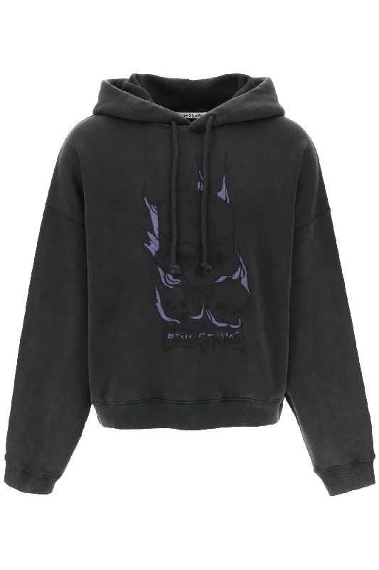 Hooded Sweatshirt With Graphic Print  - Grey