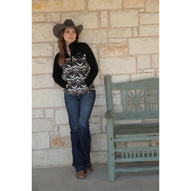 Buy Now Cinch Women's Grey and Black Polar Fleece Pullover