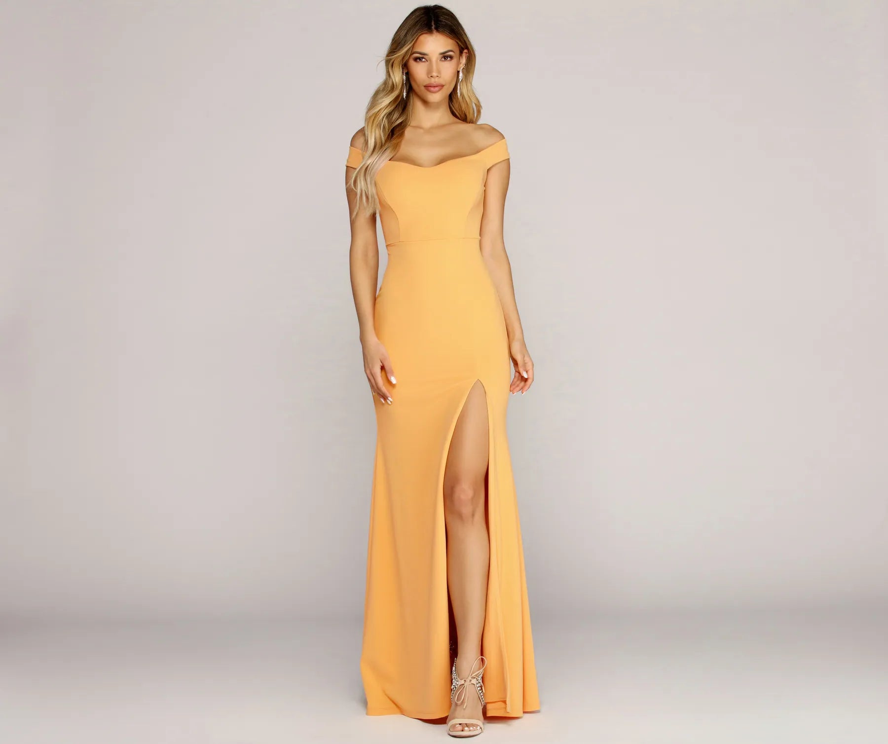 Flora Crepe Slit Gown