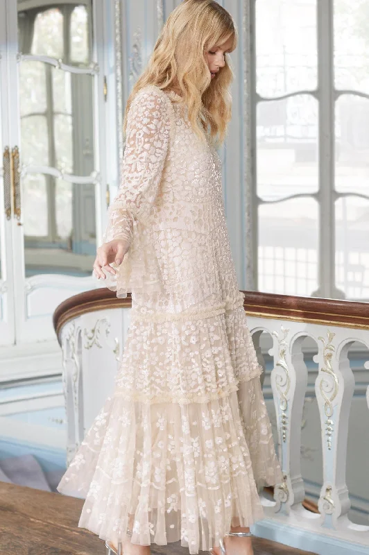 Online Only Annie Sequin Tiered Ankle Gown