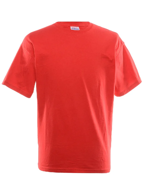 Discount Deals Red Plain T-shirt - L