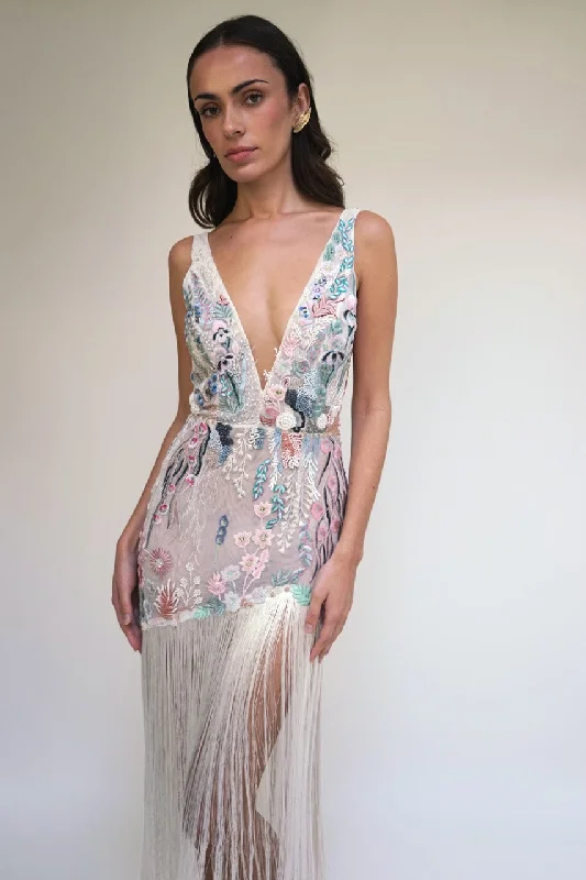 Holiday Sale Underwater Wildflower Mini Tassel Dress