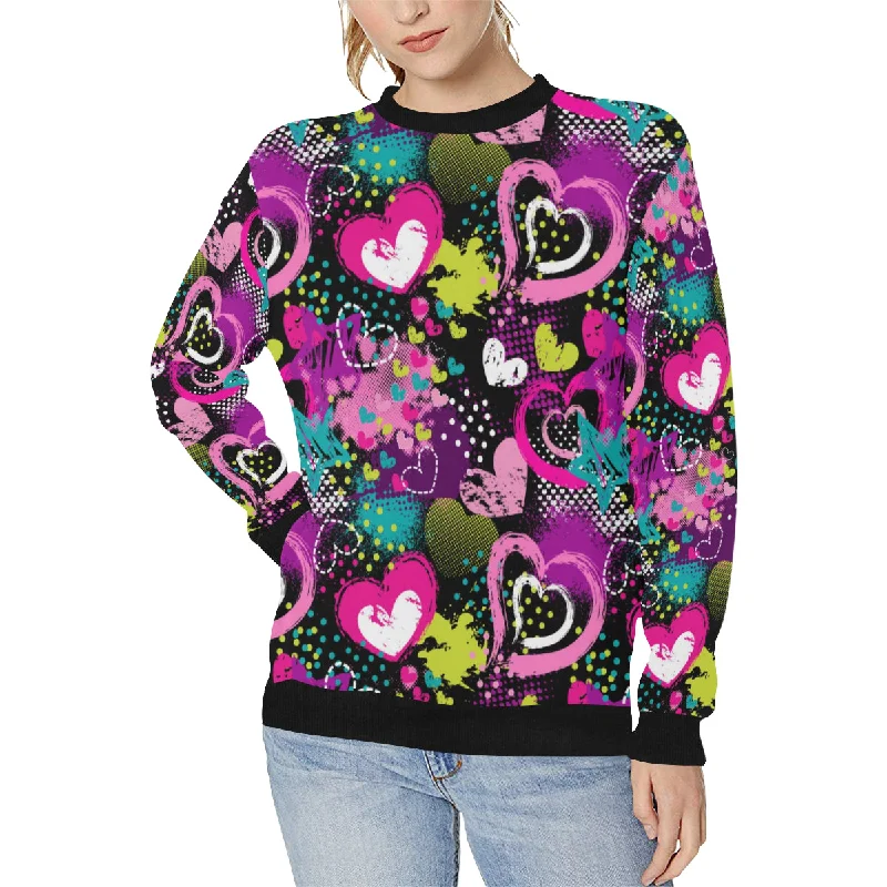 heart dot wave star creative design pattern Women's Crew Neck Sweatshirt