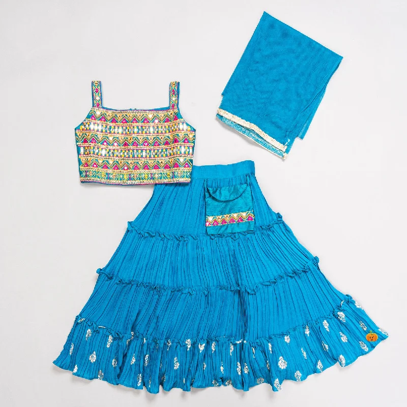 Price Drop Alert Turquoise Embroidered Girls Lehenga Choli