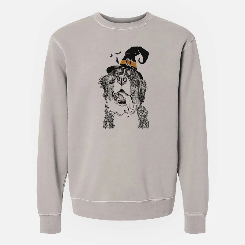 Online Only Witch Theo the Bernese Mountain Dog - Unisex Pigment Dyed Crew Sweatshirt