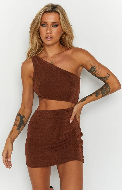 Year-End Sale Etta Brown Cut Out Mini Dress