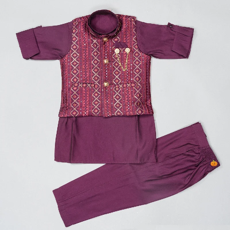 Extra Savings Wine & Rama Boys Kurta Pajama