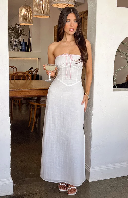 Buy Now Vanity White Strapless Maxi Dress