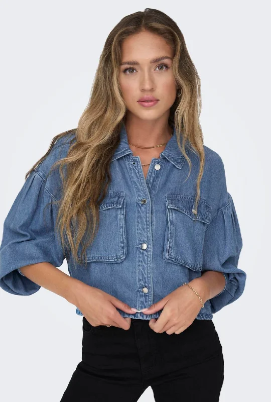 ONLY LOVA LS CROP DENIM SHIRT