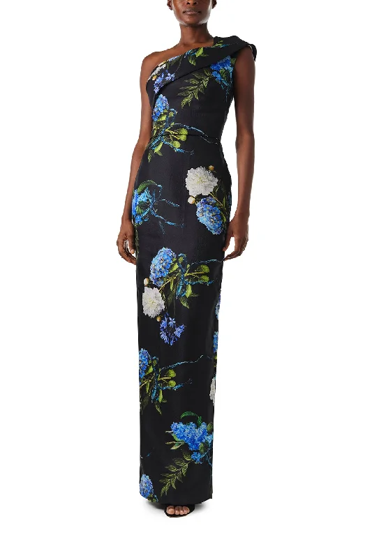 Act Fast One Shoulder Floral Column Gown