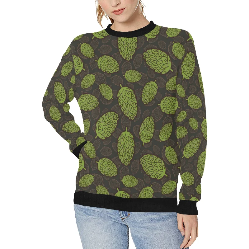 Hop pattern black background Women's Crew Neck Sweatshirt