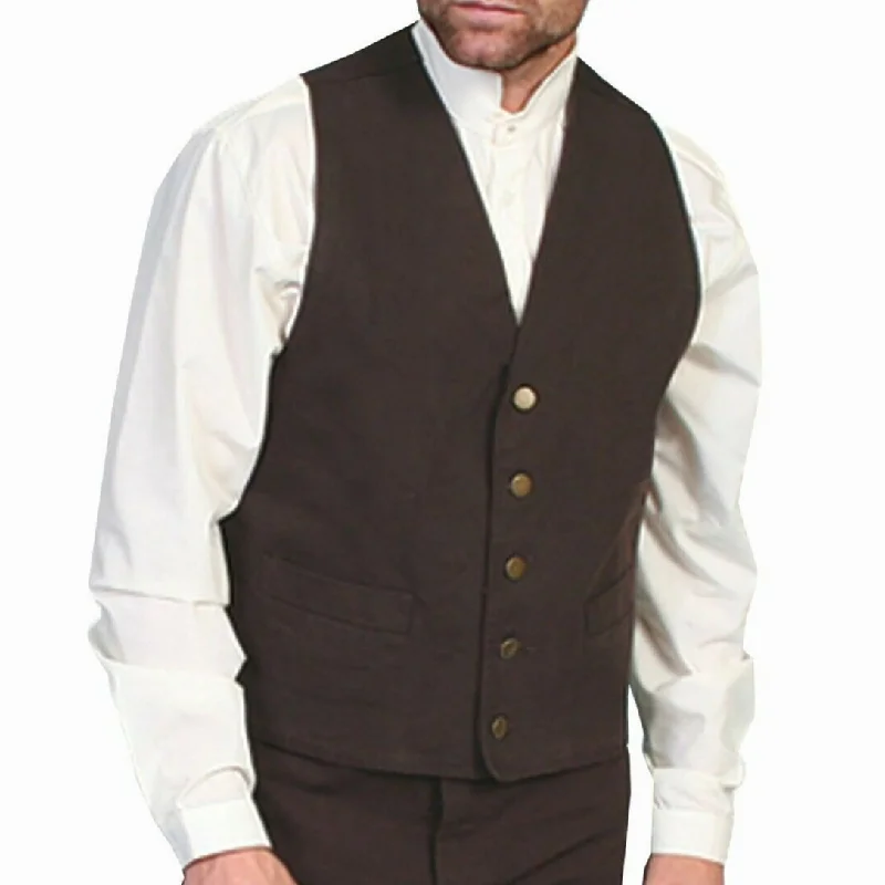 Stock Clearance Scully Men's Classic Canvas Walnut Western Vest RW041N-WAL
