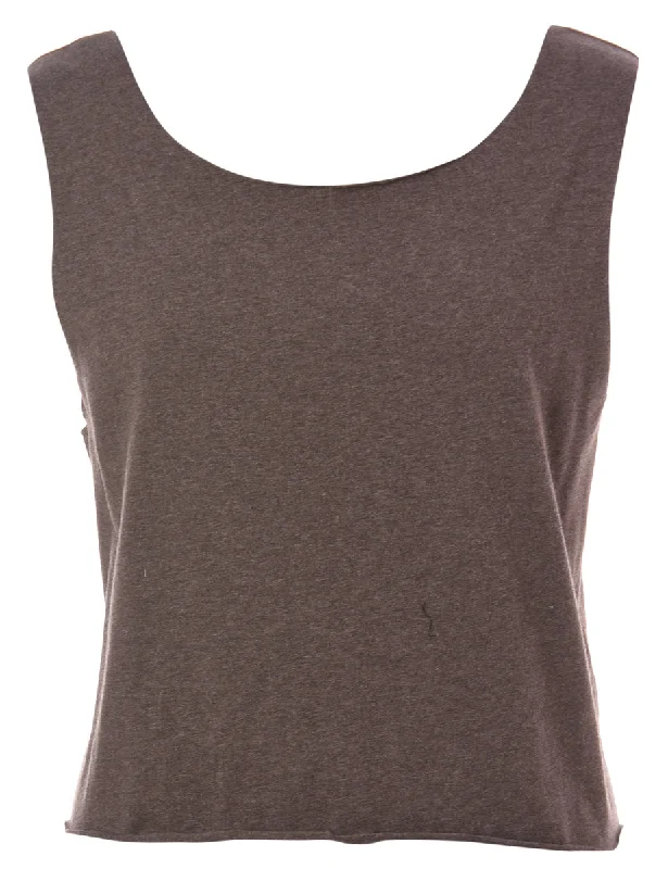 Savings Galore Label Dark Brown Tie Back T-shirt - L