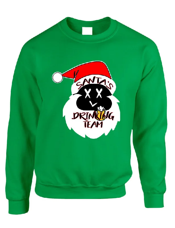 Deep Discounts Adult Sweatshirt Santa's Drinking Team Fun Ugly Xmas Sweater
