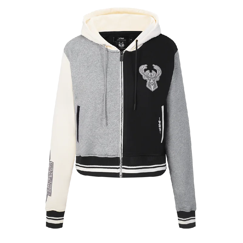 SUDADERA CON CIERRE NBA MILWAUKEE BUCKS REVERSE FRENCH TERRY PARA MUJER