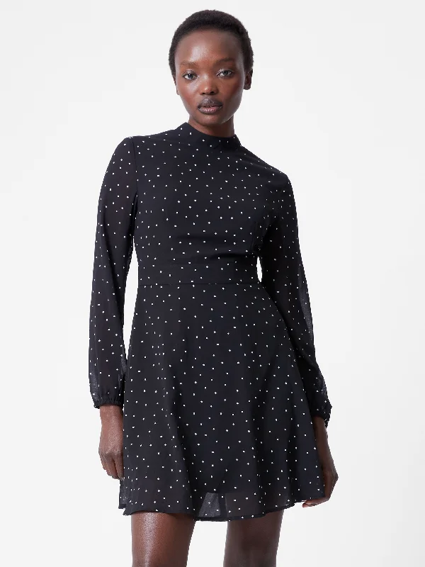 Special Savings Spot Georgette Long Sleeve Mini Dress