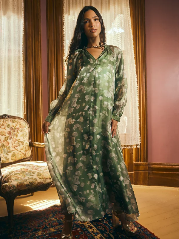 Low Prices Caroline Dress in Green Blurry Magnolia