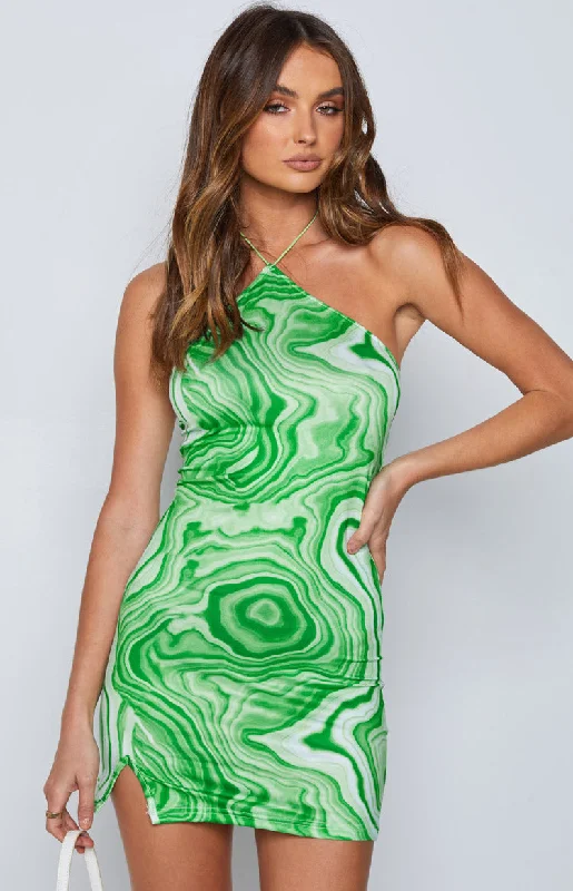 Last Chance Kendall Swirl Mini Dress Green