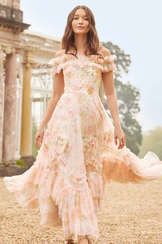 Exclusive Deal Immortal Rose Off-Shoulder Ankle Gown