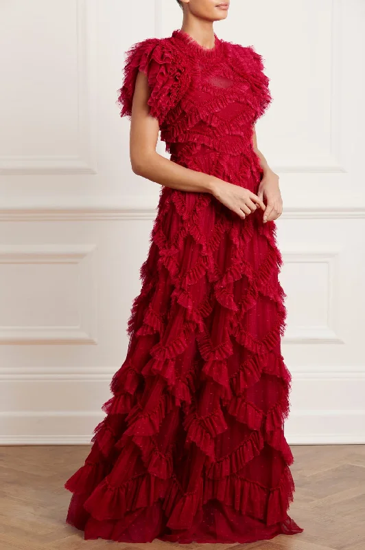 Act Fast Genevieve Ruffle Gown
