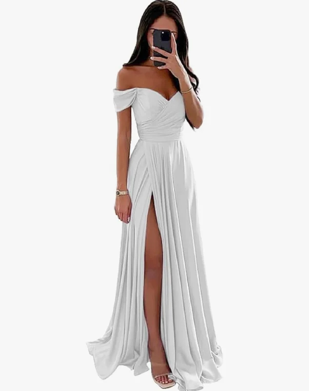 Price Reduction OFF SHOULDER BRIDAL A LINE SATIN GOWN